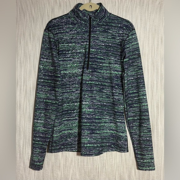 Nike Women's Black and Green 3/4 zip Zip-Up Top - Picture 1 of 3